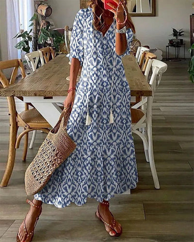 Nora™ | Boho Vintage V-Neck Summer Dress