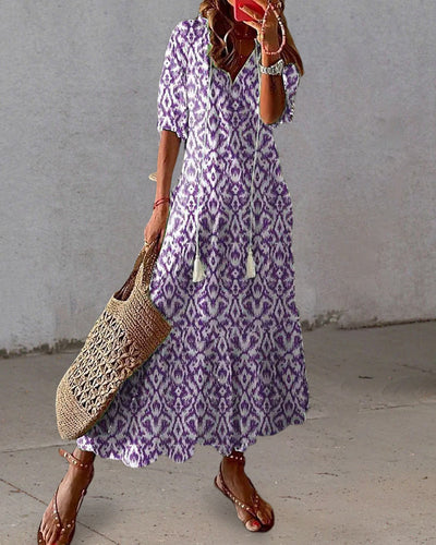 Nora™ | Boho Vintage V-Neck Summer Dress