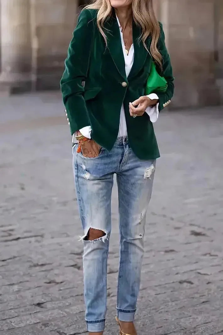 Naelise™ | Tailored Velvet Blazer