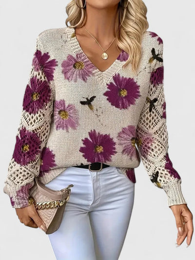 Joviane™ | Vintage Floral Knit Sweater