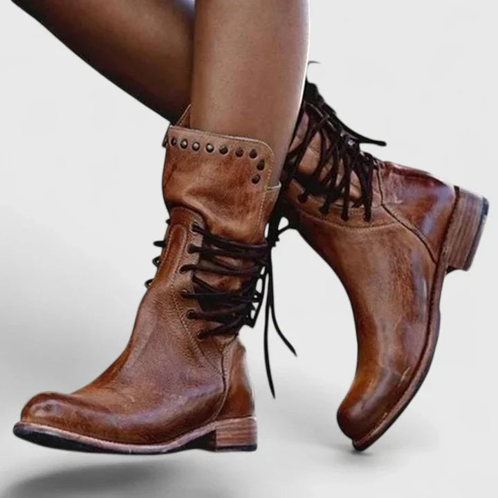 Kynlee™ | Vintage Leather Lace-Up Boots