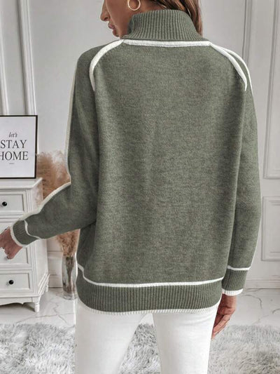 Sophie™ | Chic Contrast Trim Turtleneck Sweater