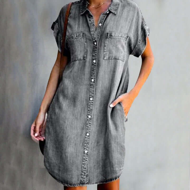 Skylar™ | Casual Denim Shirt Dress