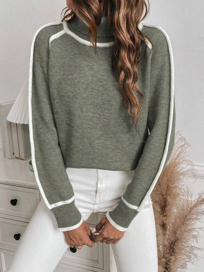 Sophie™ | Chic Contrast Trim Turtleneck Sweater