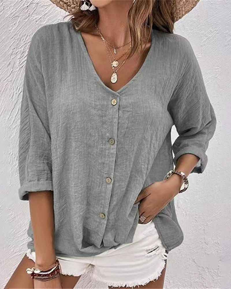 Hazel™ | Loose blouse with V-neck