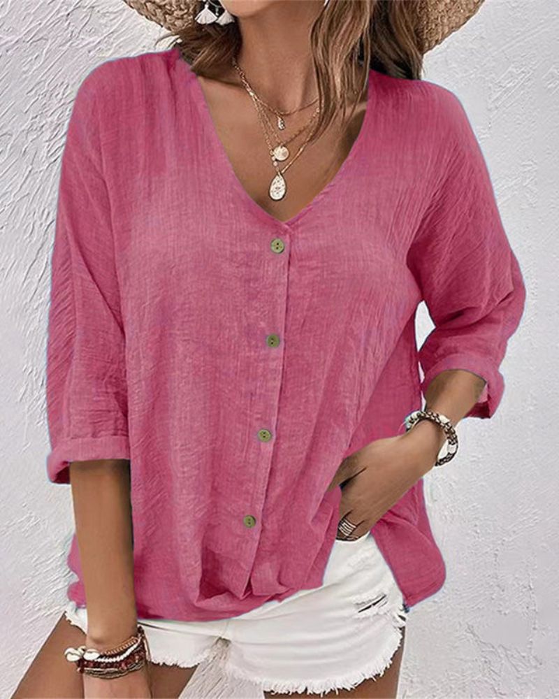 Hazel™ | Loose blouse with V-neck