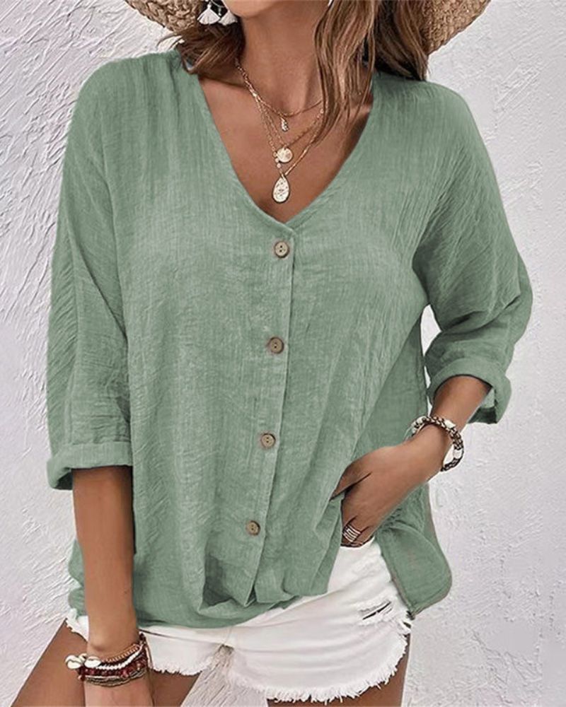 Hazel™ | Loose blouse with V-neck