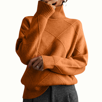 Héléza™ | Women’s Geometric Knit Turtleneck Sweater