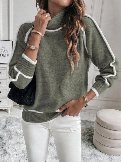 Sophie™ | Chic Contrast Trim Turtleneck Sweater