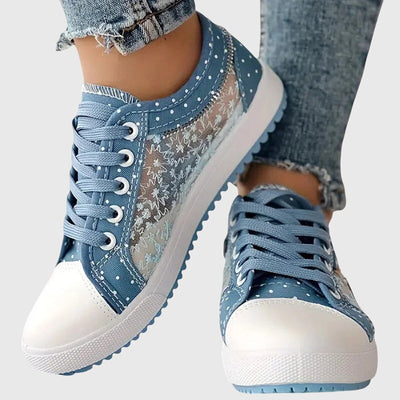 Delycia™ | Floral Lace Denim Sneakers