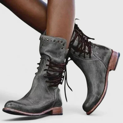 Kynlee™ | Vintage Leather Lace-Up Boots