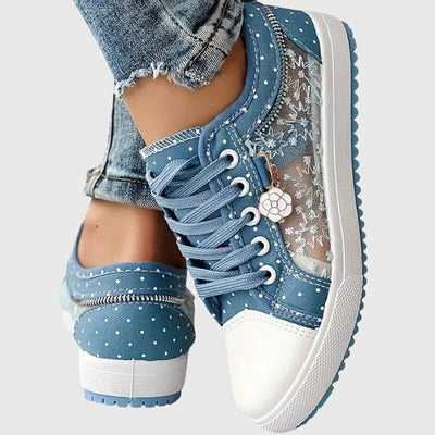 Delycia™ | Floral Lace Denim Sneakers