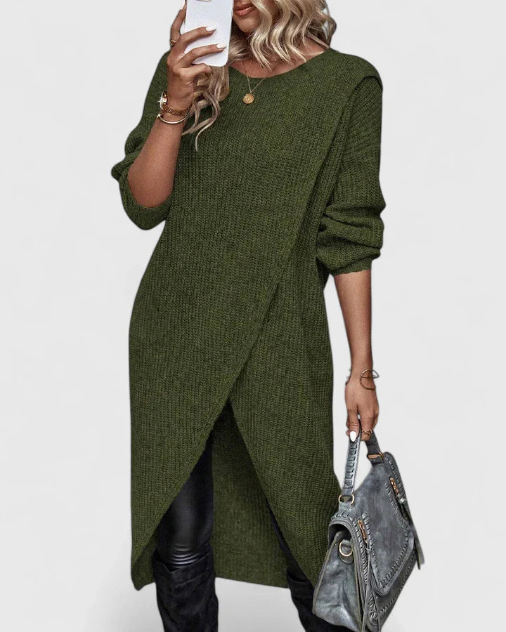 Brixtyn™ | Chic Overlap Knit Dress