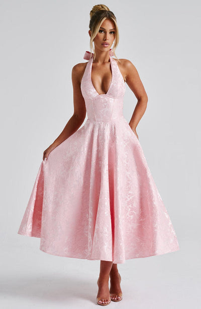 Sélina™ | Elegant Halter Midi Dress