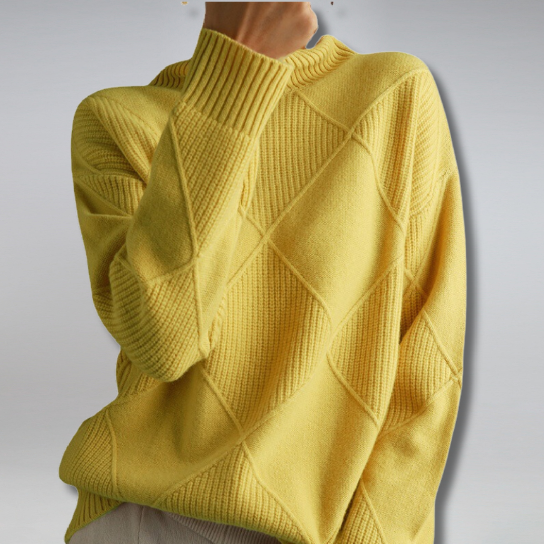 Héléza™ | Women’s Geometric Knit Turtleneck Sweater