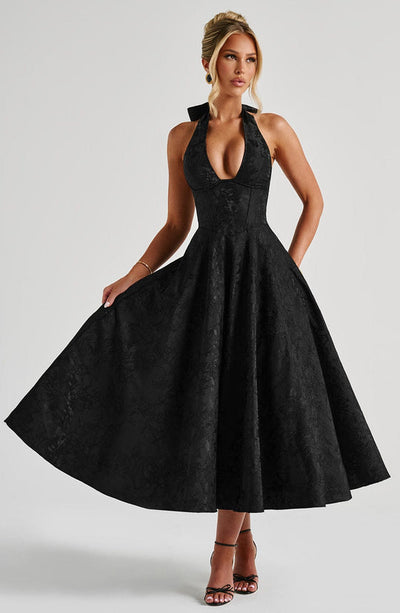 Sélina™ | Elegant Halter Midi Dress