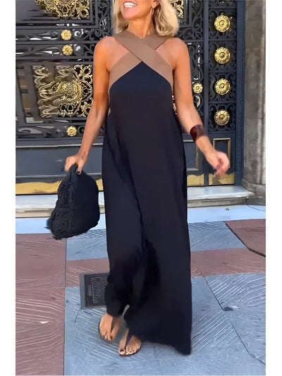 Rivaëlle™ | Sleek Crossover Maxi Dress