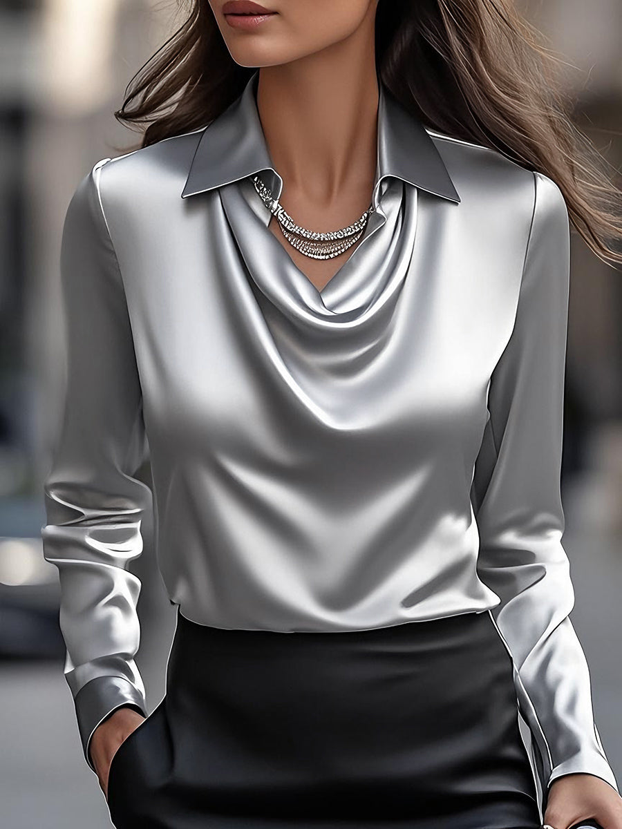 Bréanne™ | Luxe Satin Cowl Blouse