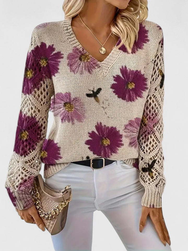 Joviane™ | Vintage Floral Knit Sweater