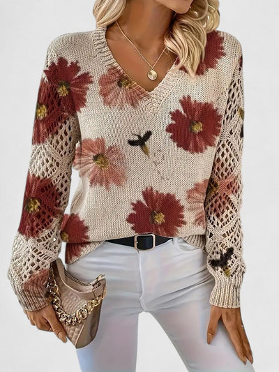 Joviane™ | Vintage Floral Knit Sweater