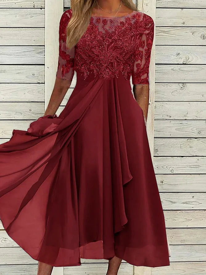 Zéphira™ | Elegant Lace Midi Dress