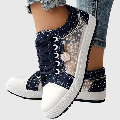 Delycia™ | Floral Lace Denim Sneakers