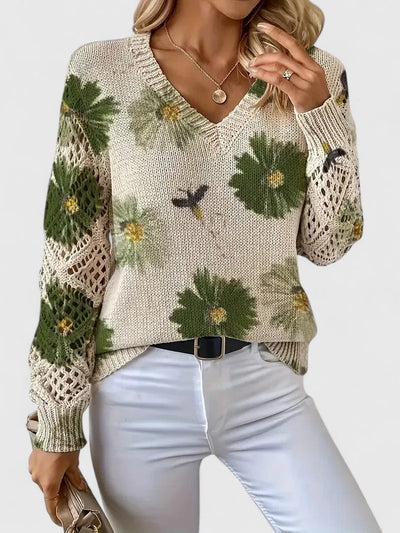 Joviane™ | Vintage Floral Knit Sweater