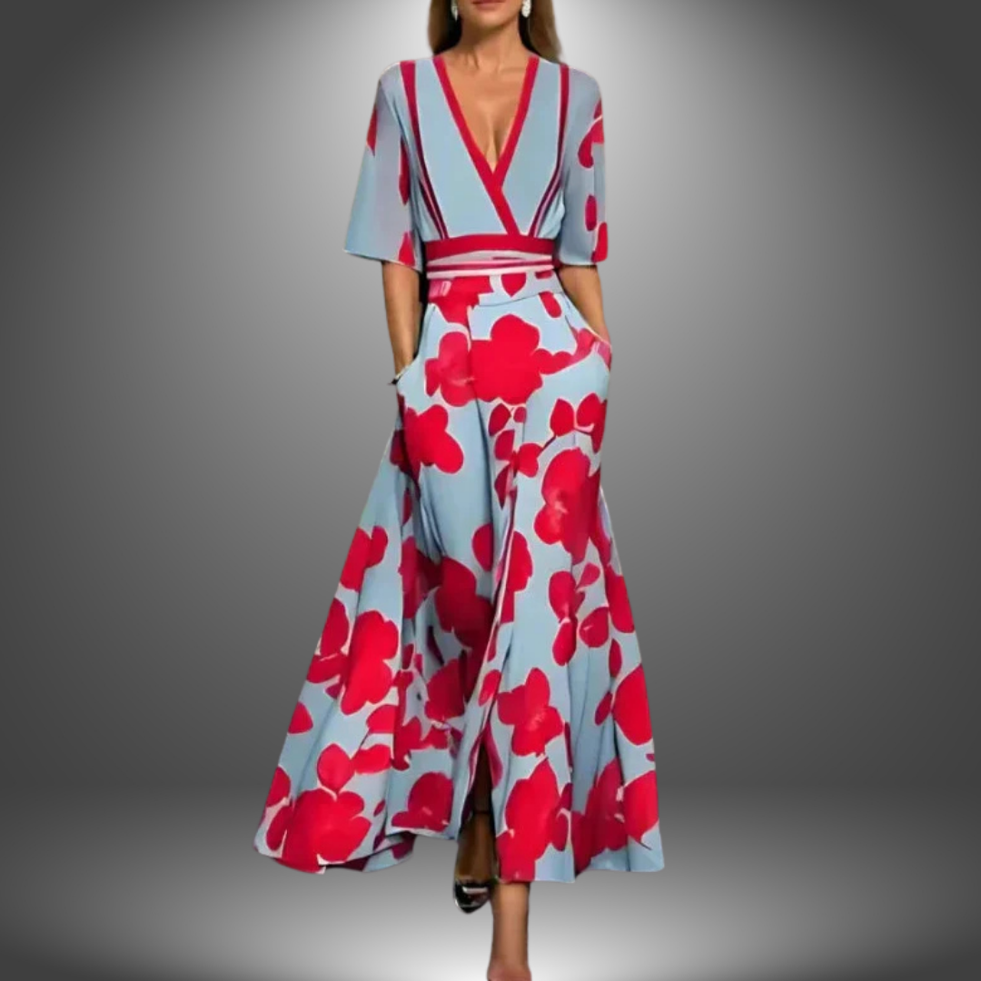 Alexa™ | Chic Floral V-Neck Maxi Dress