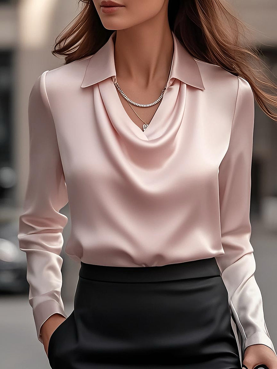 Bréanne™ | Luxe Satin Cowl Blouse