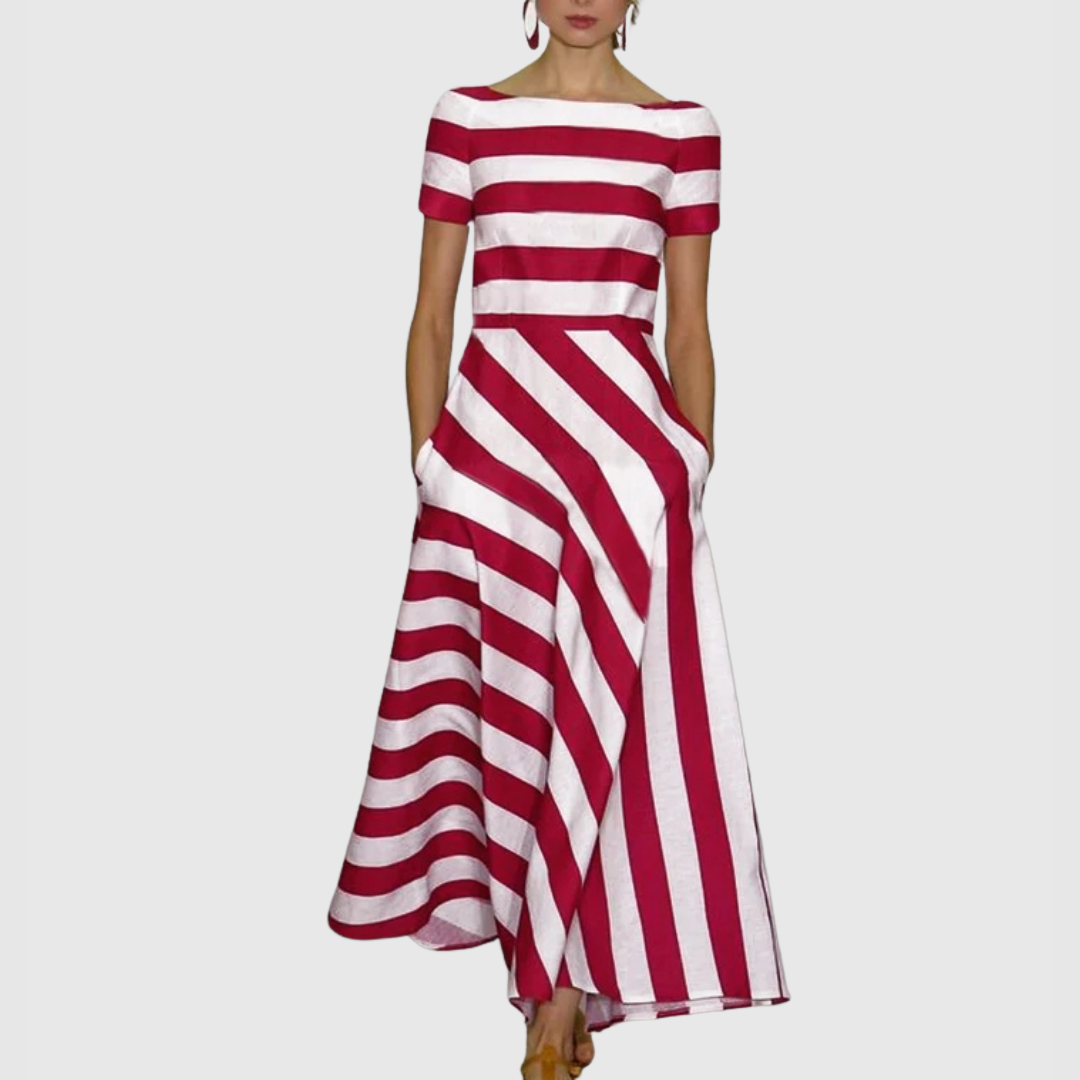 Hélia™ | Elegant Striped Maxi Dress