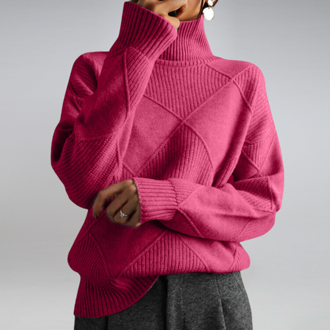 Héléza™ | Women’s Geometric Knit Turtleneck Sweater
