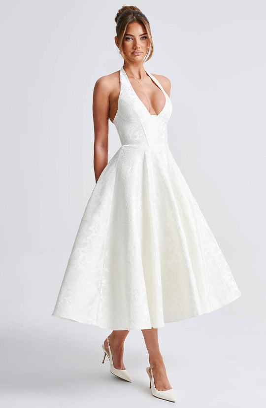 Sélina™ | Elegant Halter Midi Dress