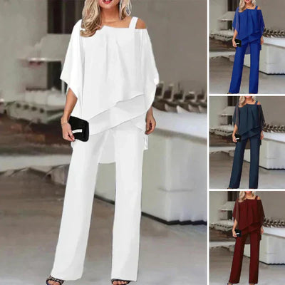 Kaelin™ | Asymmetrical Cold-Shoulder Pants Set