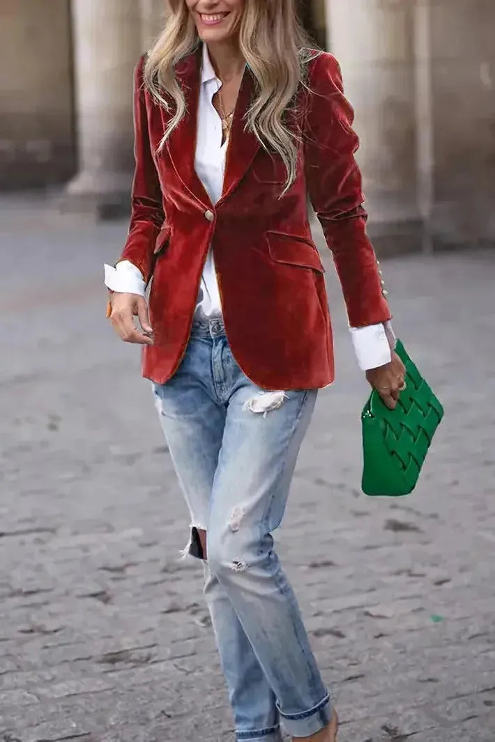 Naelise™ | Tailored Velvet Blazer