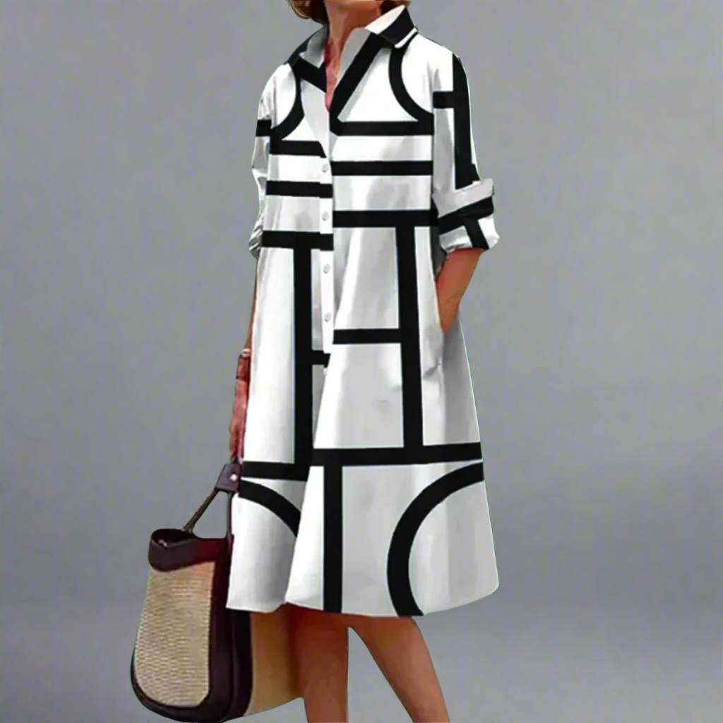 Fayenna™ | Geometric Shirt Dress for Women
