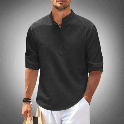 Maëlan™ | Textured Henley Collar Shirt