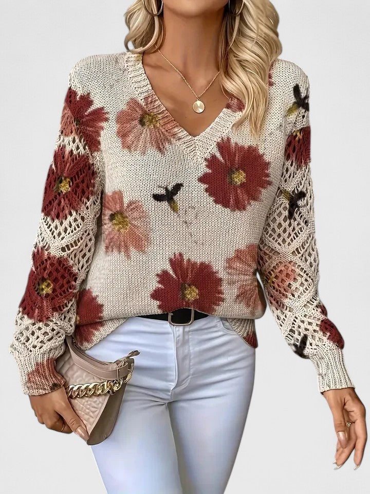 Joviane™ | Vintage Floral Knit Sweater