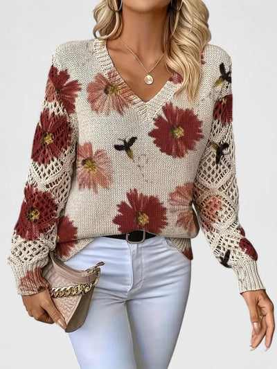 Joviane™ | Vintage Floral Knit Sweater