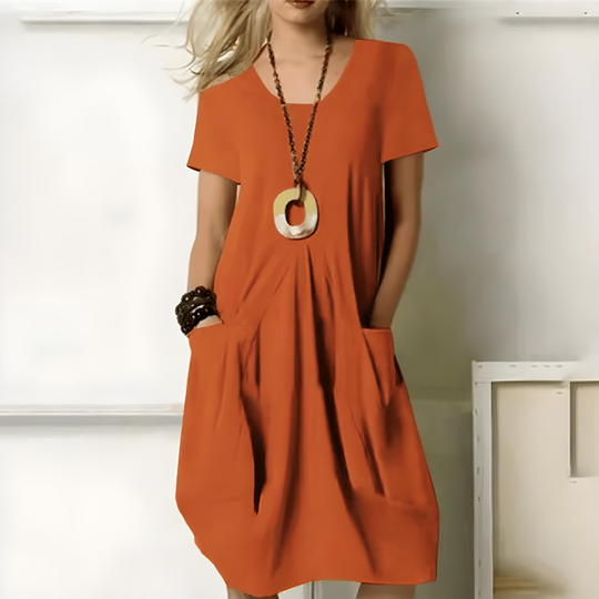 Saylor™ | Elegant Cotton Dress with Belly Cover