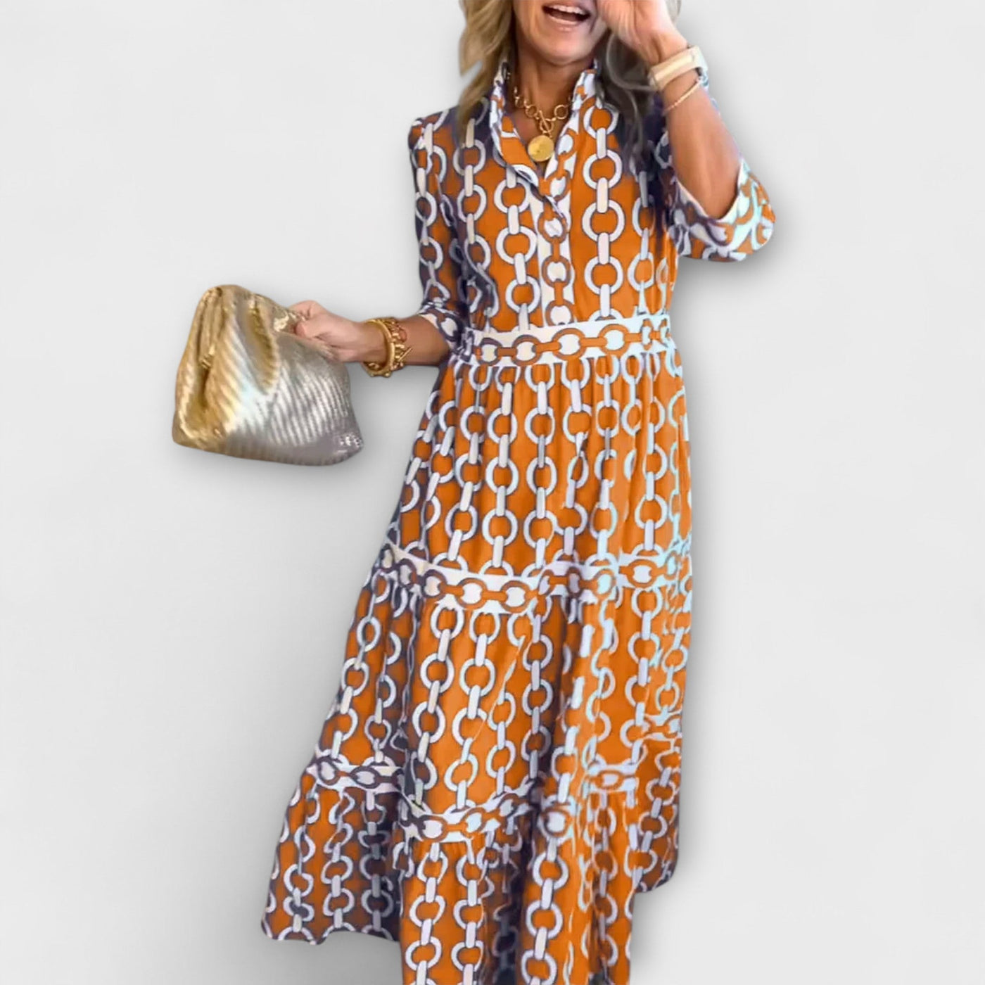 Melody™ | Bold Chain Print Midi Dress