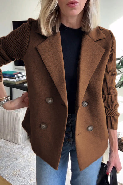 Élodie™ | Knit-Sleeve Double-Breasted Blazer