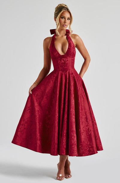 Sélina™ | Elegant Halter Midi Dress