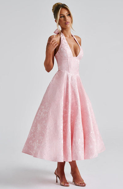 Sélina™ | Elegant Halter Midi Dress