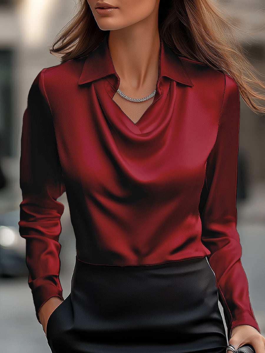 Bréanne™ | Luxe Satin Cowl Blouse