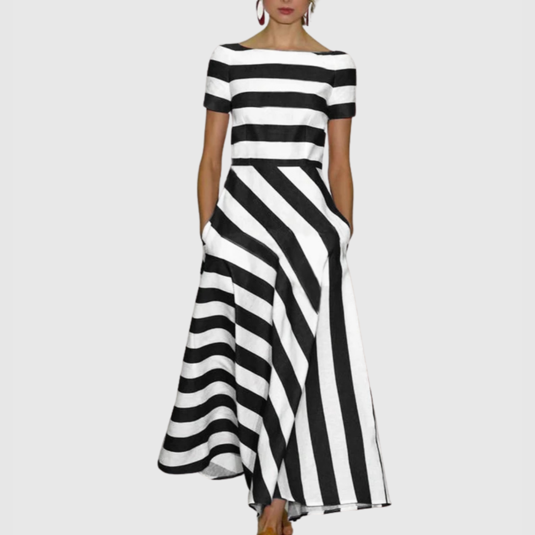 Hélia™ | Elegant Striped Maxi Dress