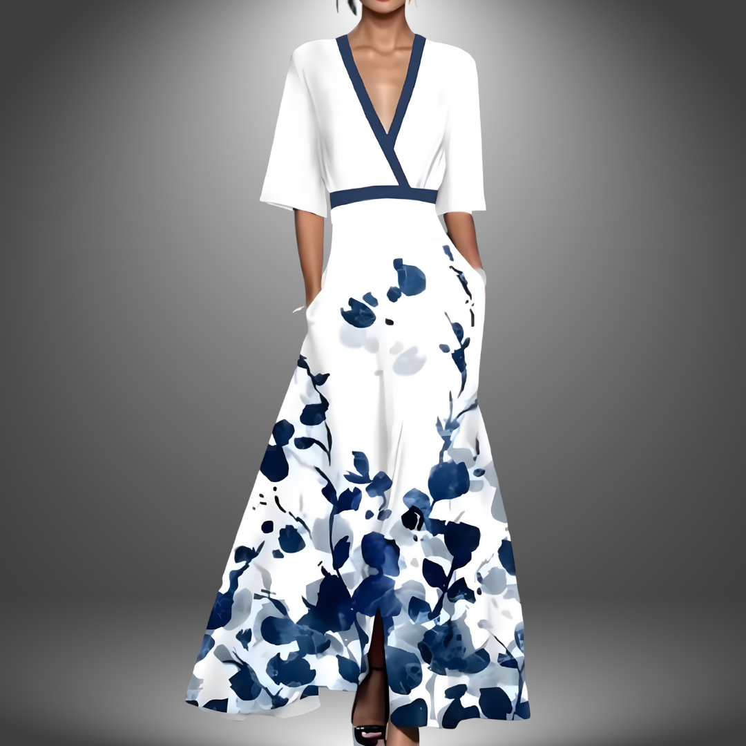 Alexa™ | Chic Floral V-Neck Maxi Dress