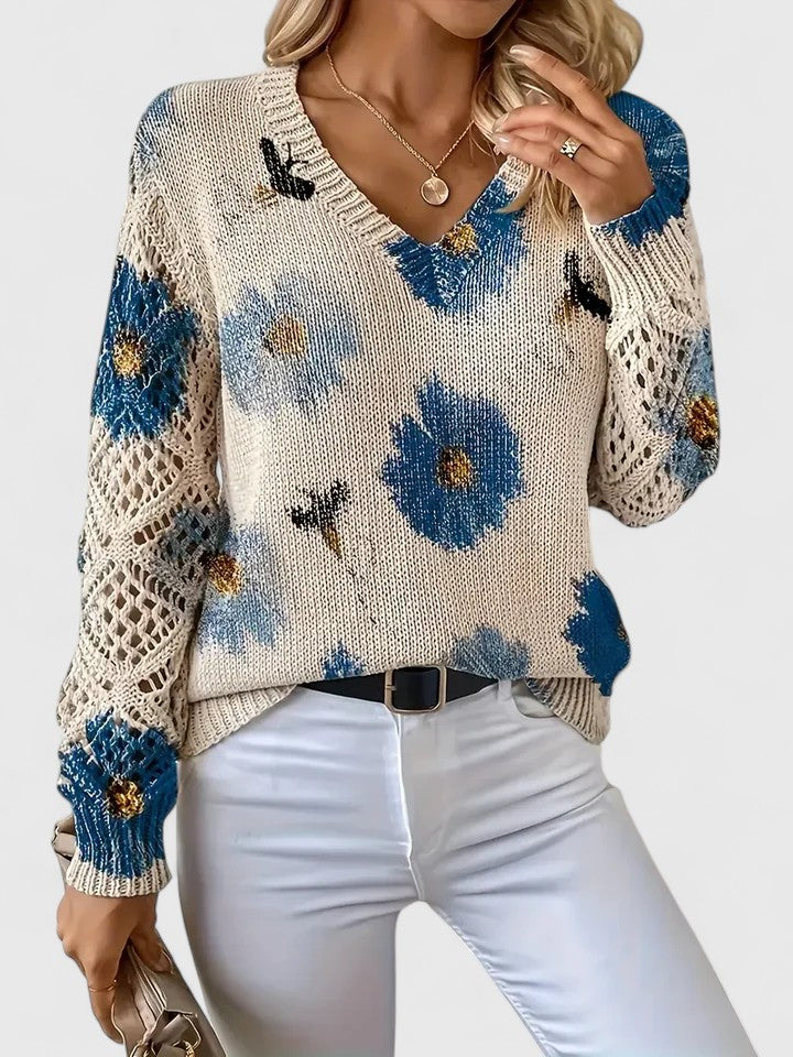 Joviane™ | Vintage Floral Knit Sweater
