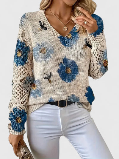 Joviane™ | Vintage Floral Knit Sweater