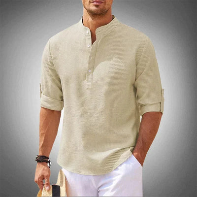 Maëlan™ | Textured Henley Collar Shirt