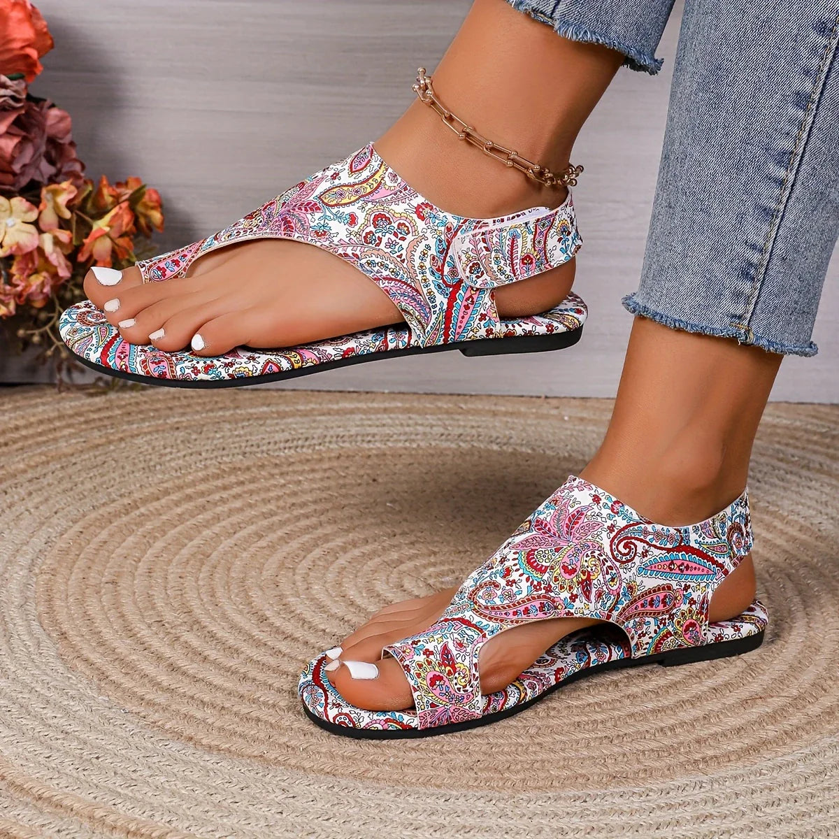 Calypso™ | Boho Mandala Print Sandals